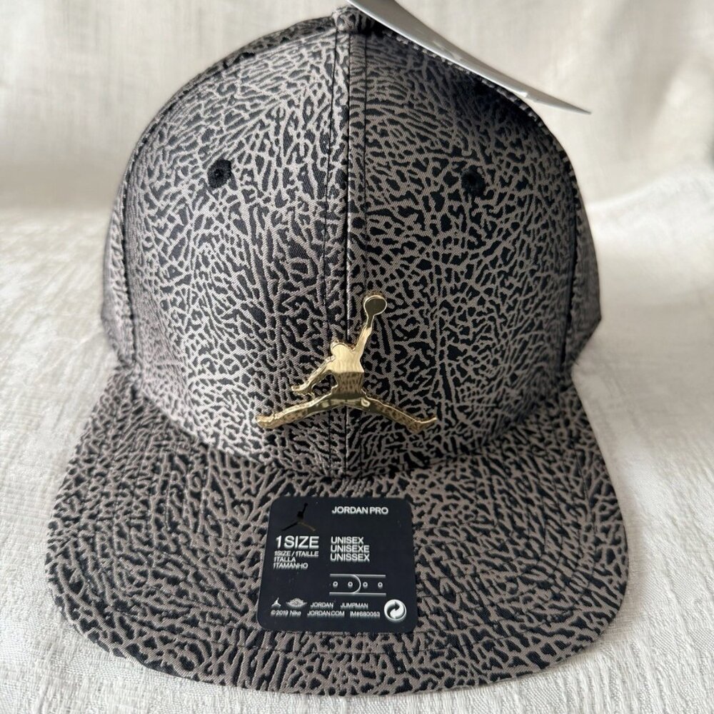 Air Jordan Jumpman Pro Ingot Elephant Print Hat Cap AH1576 Snapback Defect Read